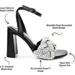Journee Collection Dua Womens Round Open Toe Block Heel Pumps