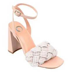Journee Collection Dua Womens Round Open Toe Block Heel Pumps