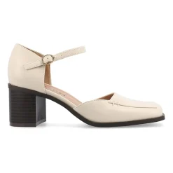 Journee Collection Evangeline Womens Moc Closed Toe Stacked Heel Pumps