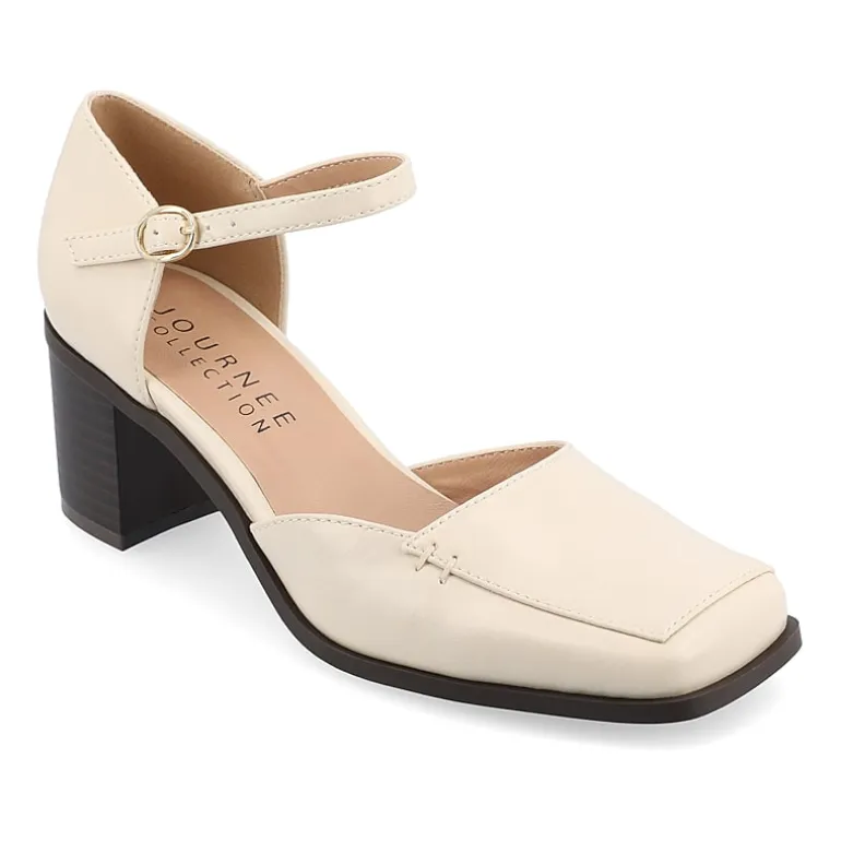 Journee Collection Evangeline Womens Moc Closed Toe Stacked Heel Pumps