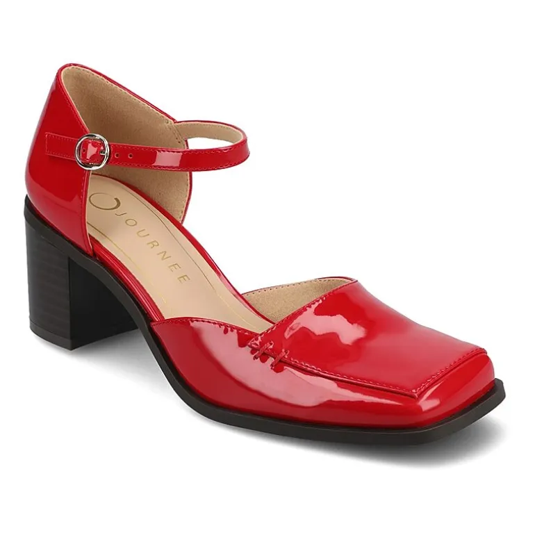 Journee Collection Evangeline Womens Moc Closed Toe Stacked Heel Pumps