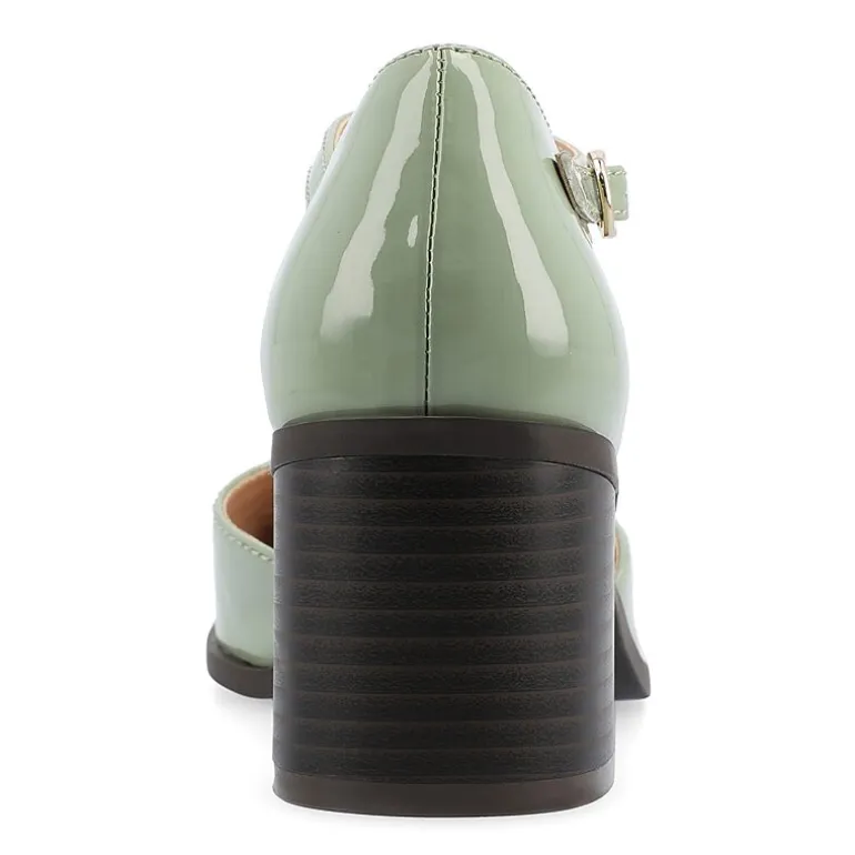 Journee Collection Evangeline Womens Moc Closed Toe Stacked Heel Pumps