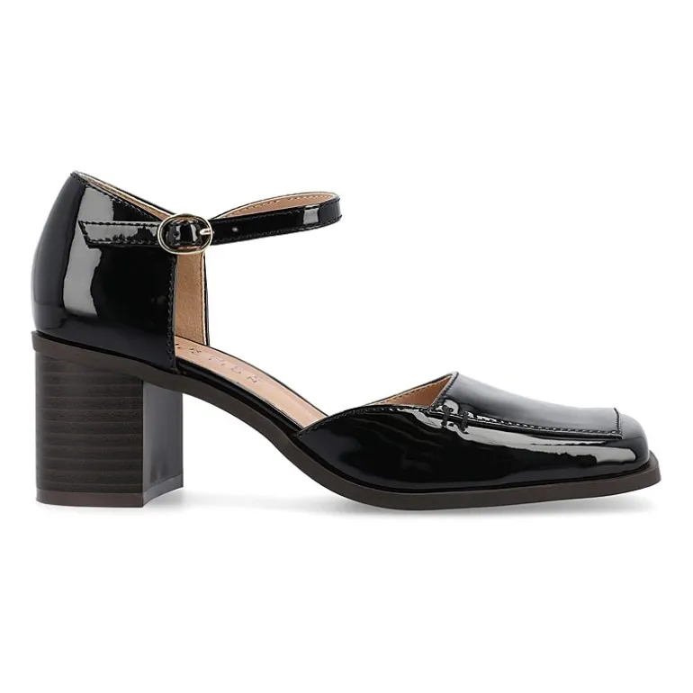 Journee Collection Evangeline Womens Moc Closed Toe Stacked Heel Pumps