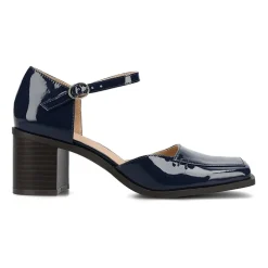 Journee Collection Evangeline Womens Moc Closed Toe Stacked Heel Pumps