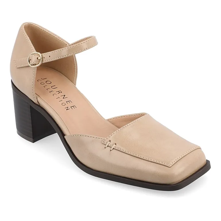 Journee Collection Evangeline Womens Moc Closed Toe Stacked Heel Pumps