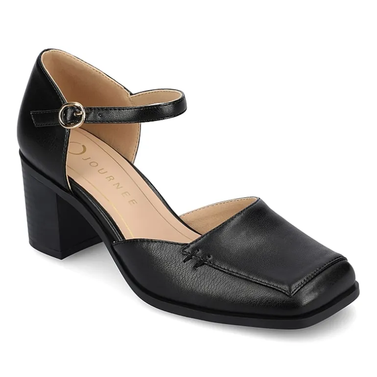 Journee Collection Evangeline Womens Moc Closed Toe Stacked Heel Pumps