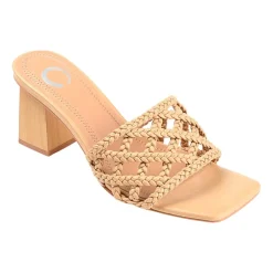 Journee Collection Evvie Womens Round Open Toe Block Heel Pumps