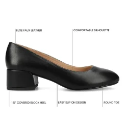 Journee Collection Saarii Womens Round Closed Toe Block Heel Pumps
