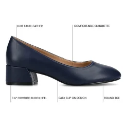 Journee Collection Saarii Womens Round Closed Toe Block Heel Pumps
