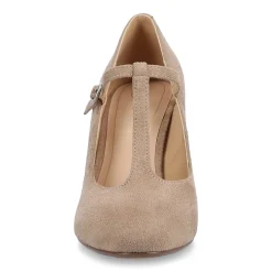 Journee Collection Talani Womens Almond Closed Toe Block Heel Pumps