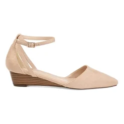 Journee Collection Womens Arkie Pumps Buckle Pointed Toe Wedge Heel