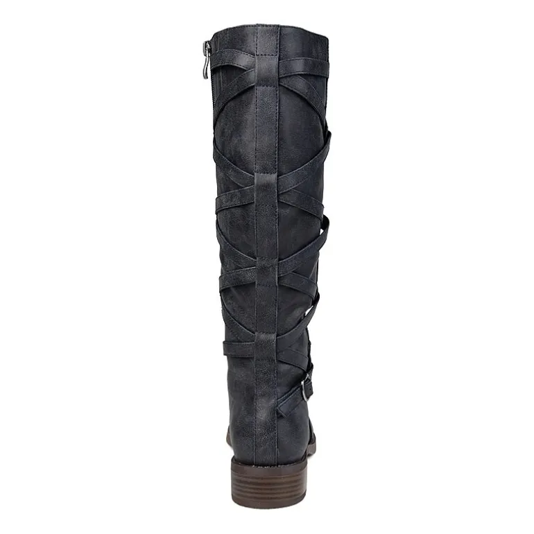 Journee Collection Womens Carly Extra Wide Calf Stacked Heel Riding Boots