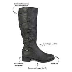 Journee Collection Womens Carly Extra Wide Calf Stacked Heel Riding Boots