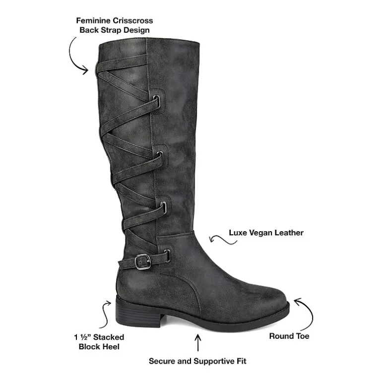 Journee Collection Womens Carly Extra Wide Calf Stacked Heel Riding Boots