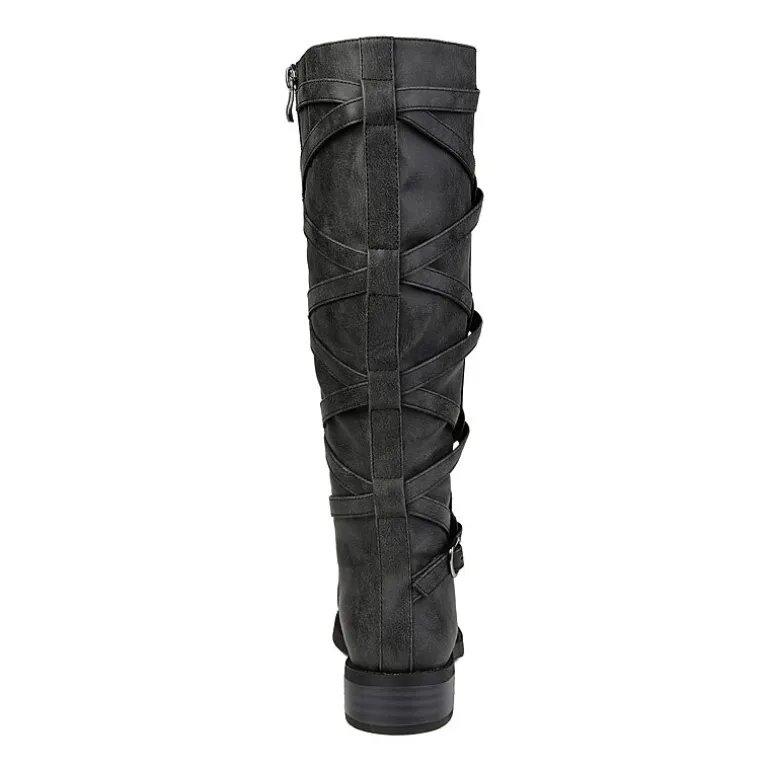 Journee Collection Womens Carly Extra Wide Calf Stacked Heel Riding Boots