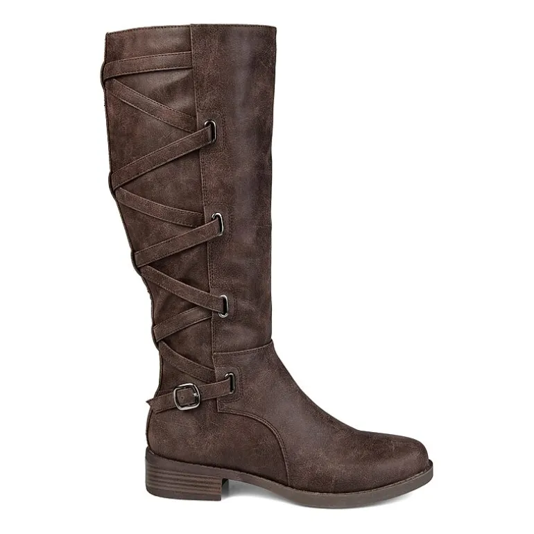 Journee Collection Womens Carly Extra Wide Calf Stacked Heel Riding Boots