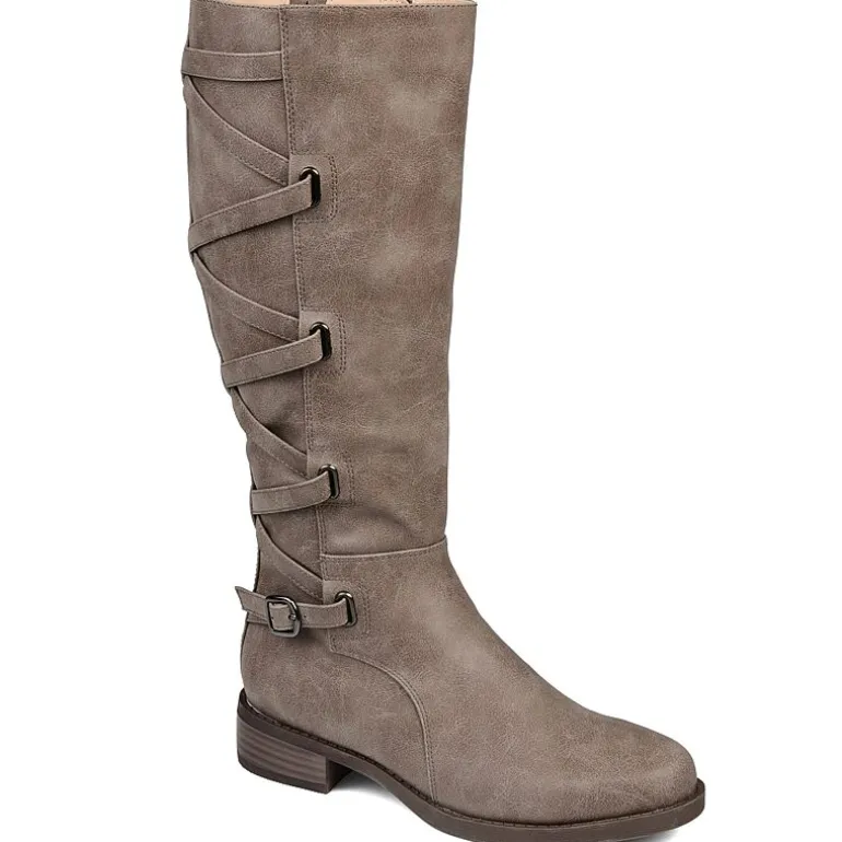 Journee Collection Womens Carly Extra Wide Calf Stacked Heel Riding Boots