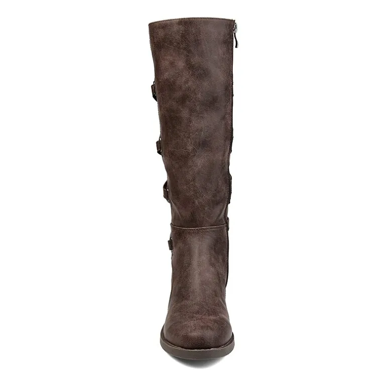 Journee Collection Womens Carly Extra Wide Calf Stacked Heel Riding Boots