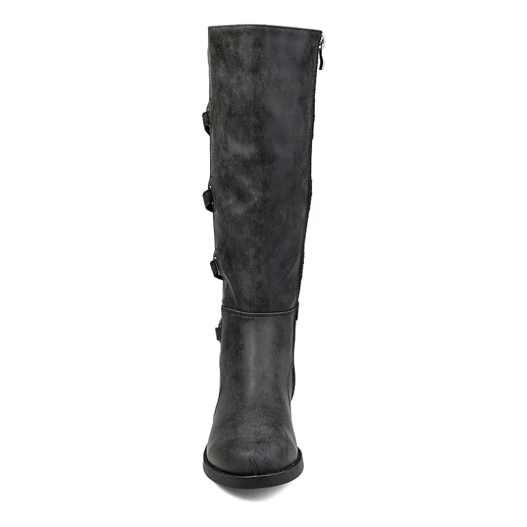 Journee Collection Womens Carly Extra Wide Calf Stacked Heel Riding Boots