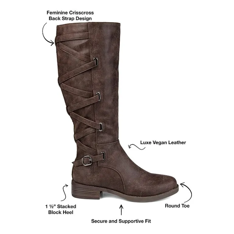 Journee Collection Womens Carly Extra Wide Calf Stacked Heel Riding Boots
