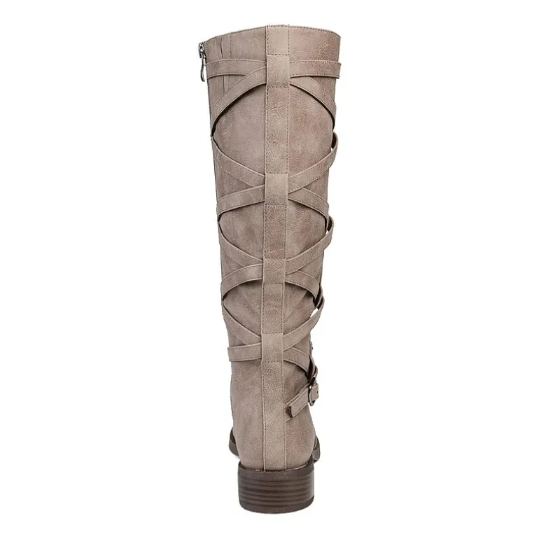 Journee Collection Womens Carly Extra Wide Calf Stacked Heel Riding Boots