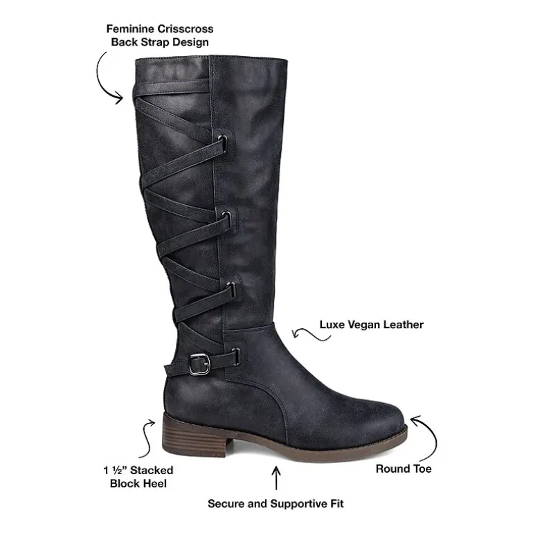 Journee Collection Womens Carly Extra Wide Calf Stacked Heel Riding Boots