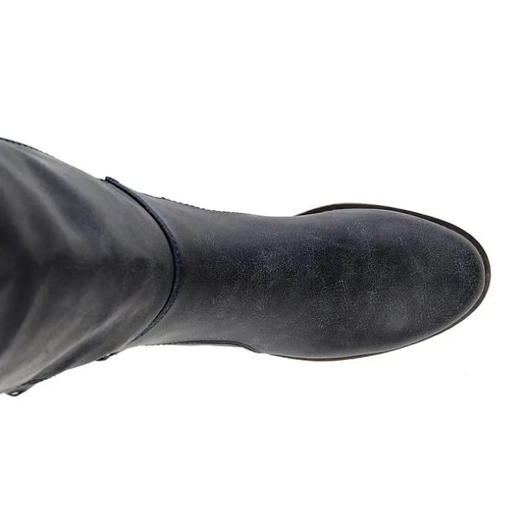Journee Collection Womens Carly Extra Wide Calf Stacked Heel Riding Boots