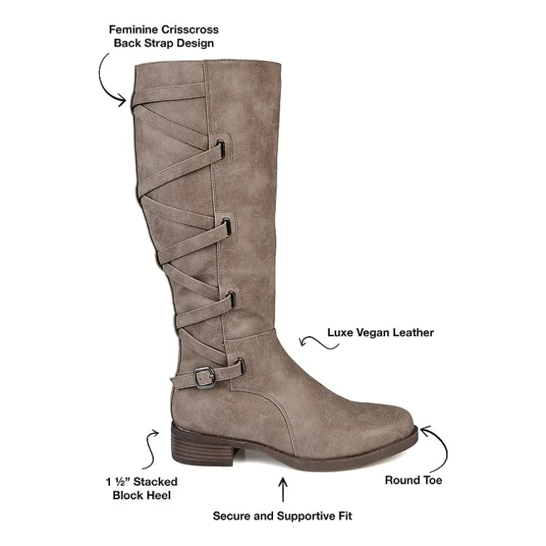 Journee Collection Womens Carly Extra Wide Calf Stacked Heel Riding Boots