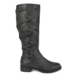 Journee Collection Womens Carly Extra Wide Calf Stacked Heel Riding Boots