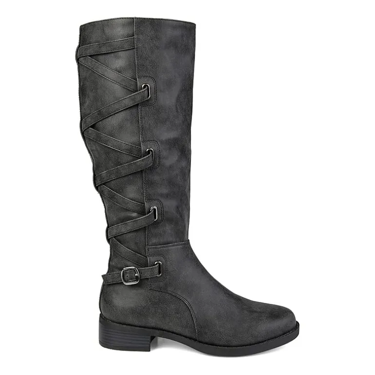 Journee Collection Womens Carly Extra Wide Calf Stacked Heel Riding Boots
