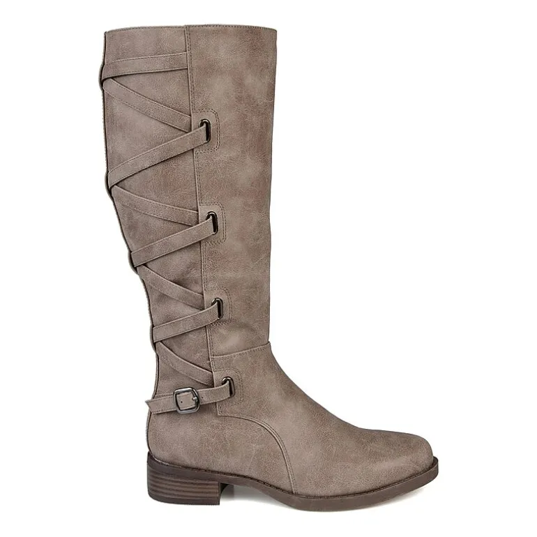 Journee Collection Womens Carly Extra Wide Calf Stacked Heel Riding Boots
