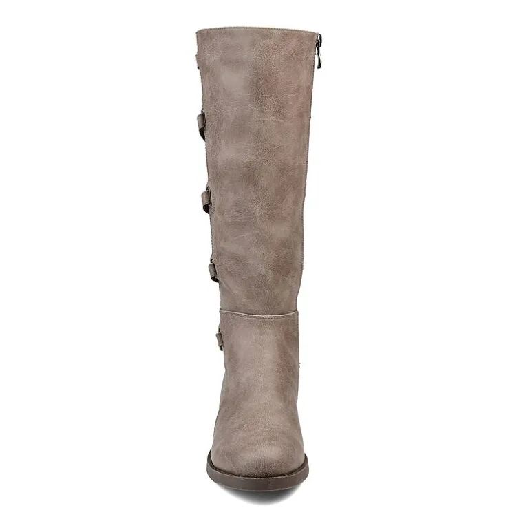 Journee Collection Womens Carly Extra Wide Calf Stacked Heel Riding Boots