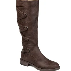 Journee Collection Womens Carly Extra Wide Calf Stacked Heel Riding Boots