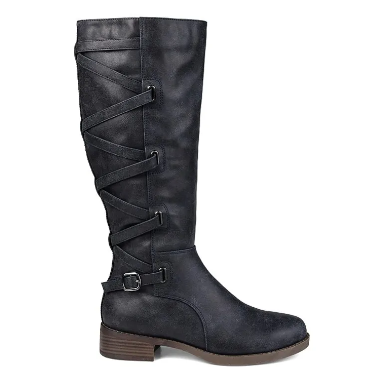 Journee Collection Womens Carly Extra Wide Calf Stacked Heel Riding Boots