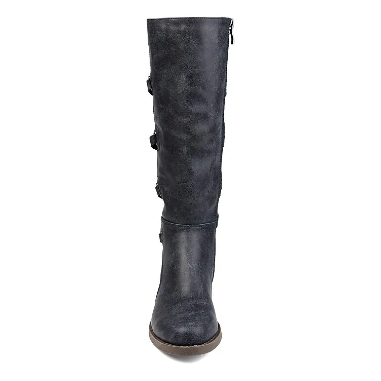 Journee Collection Womens Carly Extra Wide Calf Stacked Heel Riding Boots