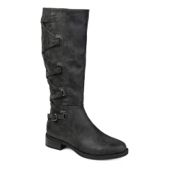 Journee Collection Womens Carly Wide Calf Stacked Heel Riding Boots