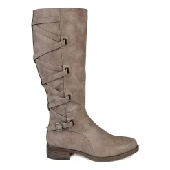 Journee Collection Womens Carly Wide Calf Stacked Heel Riding Boots