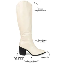Journee Collection Womens Daria Wide Calf Stacked Heel Riding Boots