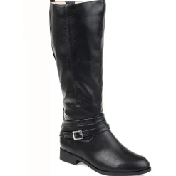 Journee Collection Womens Ivie Extra Wide Calf Stacked Heel Zip Riding Boots