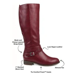 Journee Collection Womens Ivie Extra Wide Calf Stacked Heel Zip Riding Boots