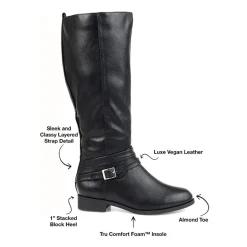 Journee Collection Womens Ivie Extra Wide Calf Stacked Heel Zip Riding Boots