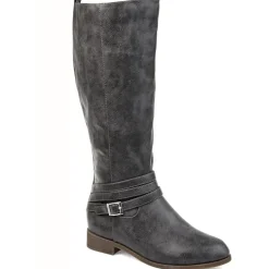 Journee Collection Womens Ivie Extra Wide Calf Stacked Heel Zip Riding Boots