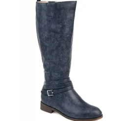 Journee Collection Womens Ivie Extra Wide Calf Stacked Heel Zip Riding Boots