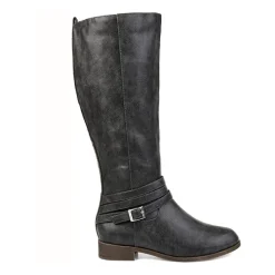 Journee Collection Womens Ivie Extra Wide Calf Stacked Heel Zip Riding Boots
