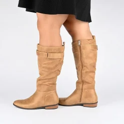 Journee Collection Womens Lelanni Wide Calf Stacked Heel Riding Boots
