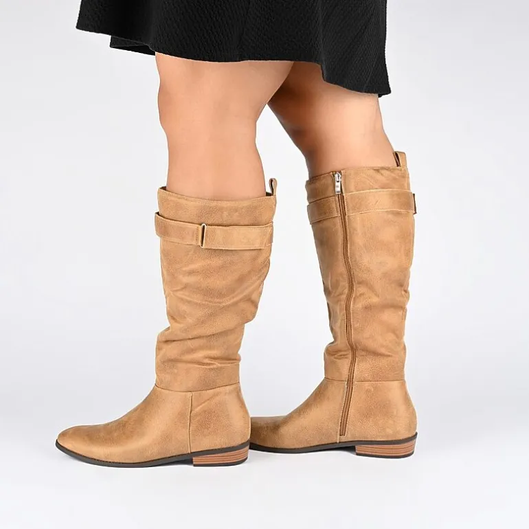 Journee Collection Womens Lelanni Wide Calf Stacked Heel Riding Boots