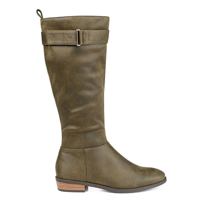Journee Collection Womens Lelanni Wide Calf Stacked Heel Riding Boots