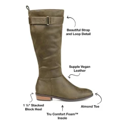 Journee Collection Womens Lelanni Wide Calf Stacked Heel Riding Boots