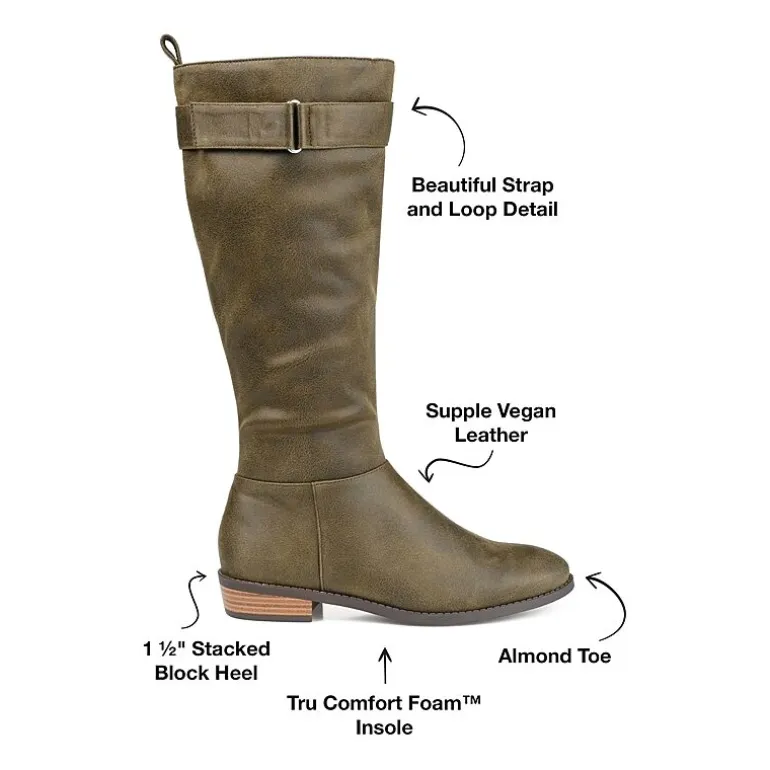 Journee Collection Womens Lelanni Wide Calf Stacked Heel Riding Boots