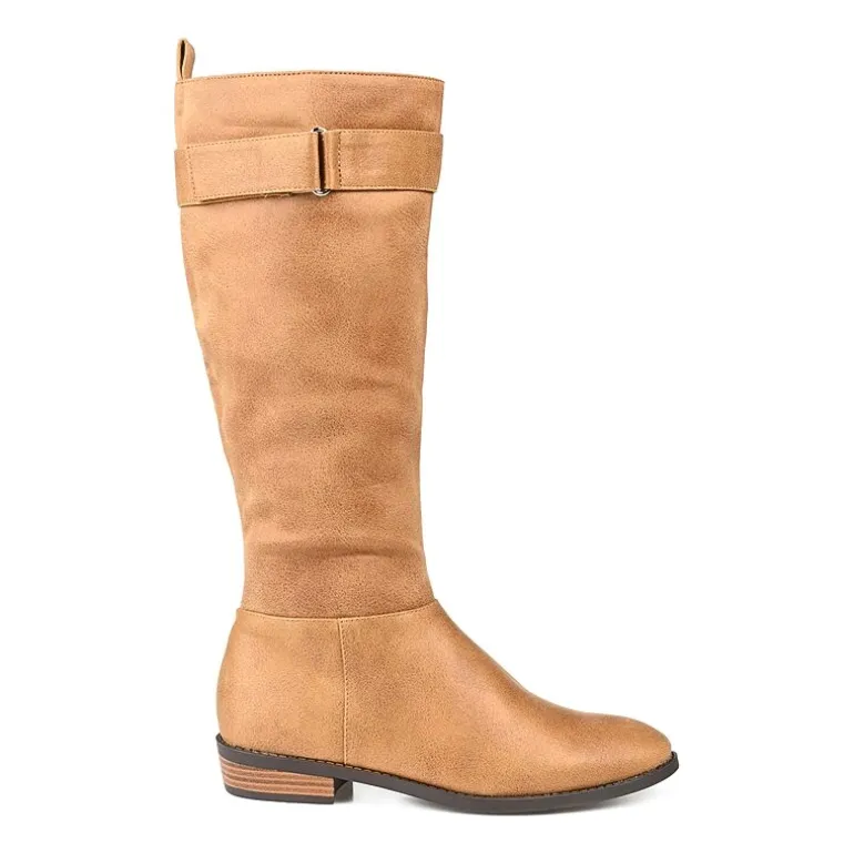 Journee Collection Womens Lelanni Wide Calf Stacked Heel Riding Boots